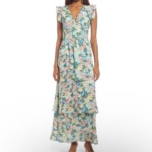 NWT Fourteenth Place Nordstrom Floral Tiered Maxi Dress Size Extra Lage / XL